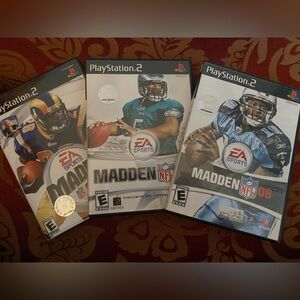 Madden Play Station 2 game bundle. Includes Madden ‘03, ‘06, and ‘08.